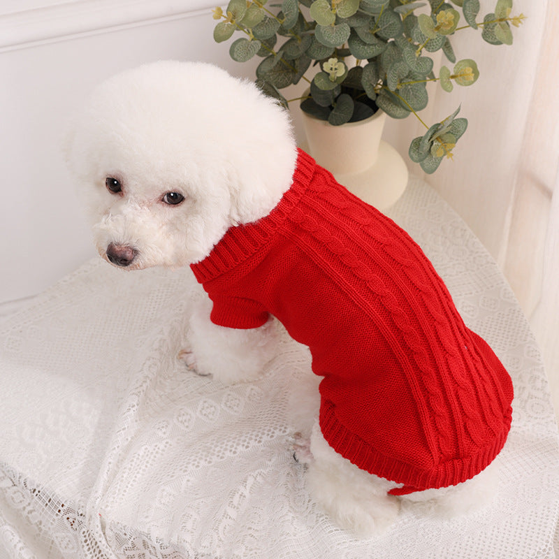Classic Cable Knit Turtleneck Pet Sweater | Warm Winter Knitwear