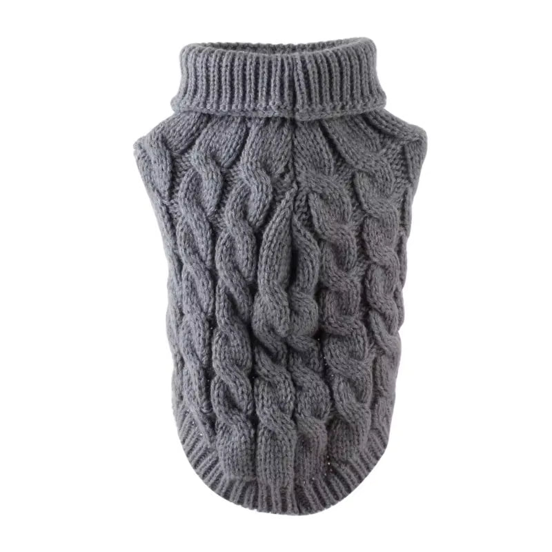 Chunky Cable Knit Dog Sweater & Winter Turtleneck