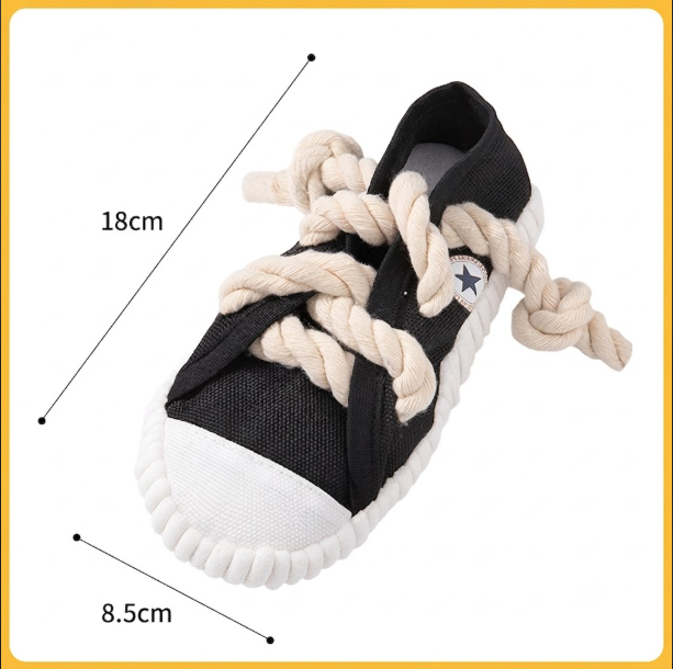 ThePetzStore™ Interactive Sneaker Canvas & Rope Dog Chew Toy