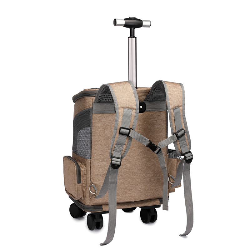 PetzVoyage 2-in-1 Rolling Pet Carrier & Travel Backpack