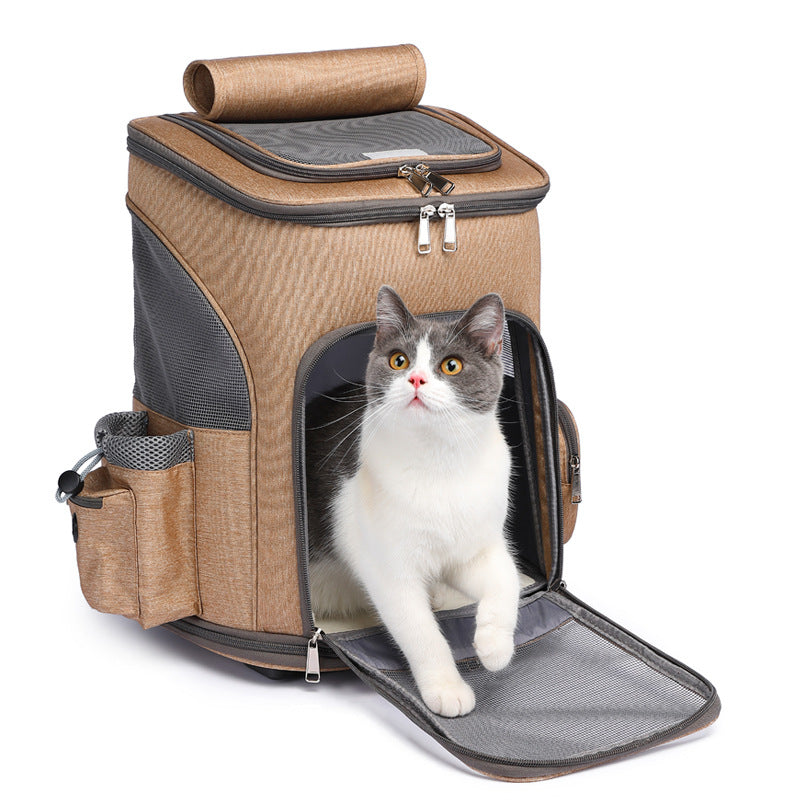 PetzVoyage 2-in-1 Rolling Pet Carrier & Travel Backpack