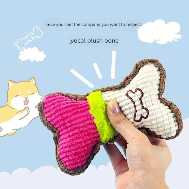 CloudSoft™ Squeaky Plush Bone – Gentle Dental Chew Toy