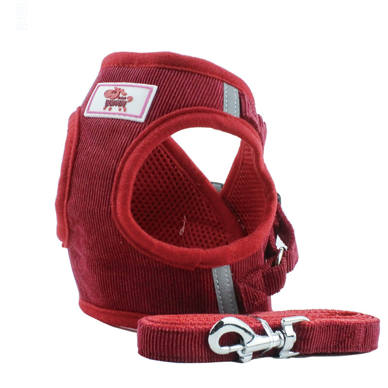 Soft Corduroy Breathable Harness & Leash Set