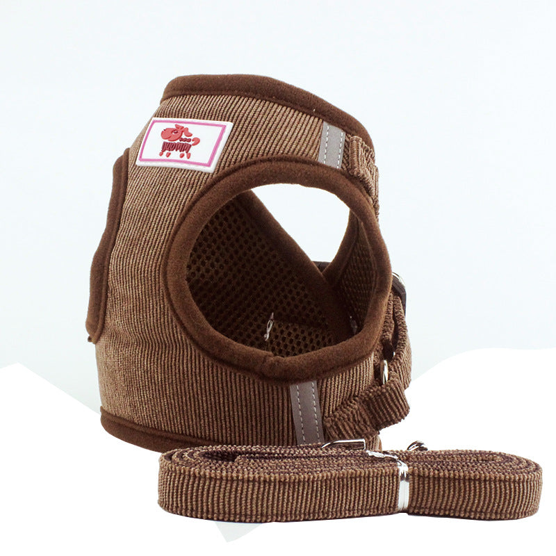 Soft Corduroy Breathable Harness & Leash Set