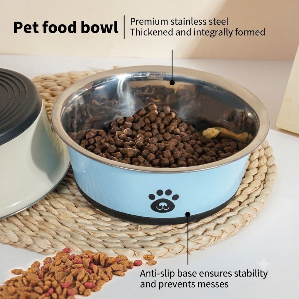 ThePetzStore™ Anti-Slip Stainless Steel Paw Dog Bowl
