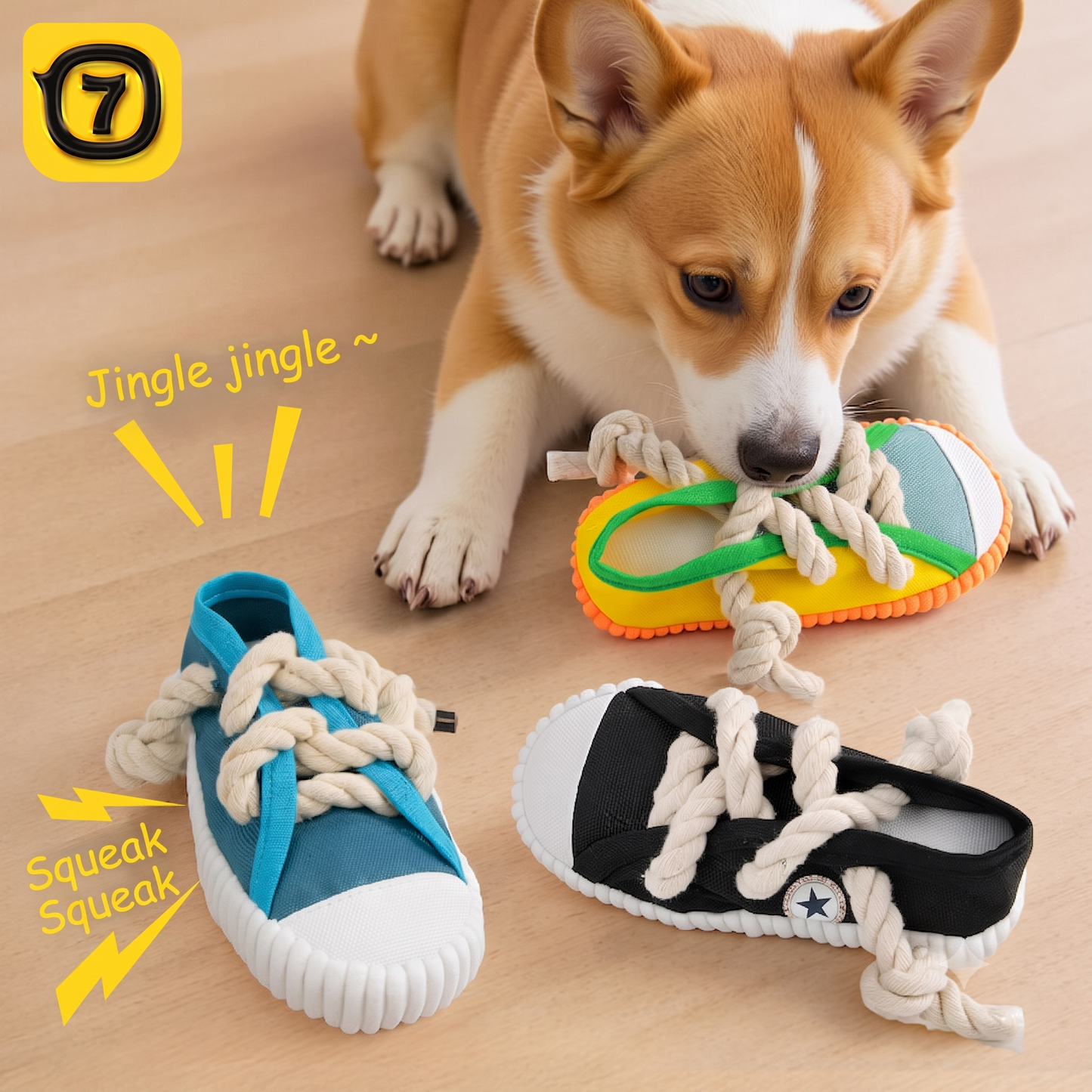 ThePetzStore™ Interactive Sneaker Canvas & Rope Dog Chew Toy