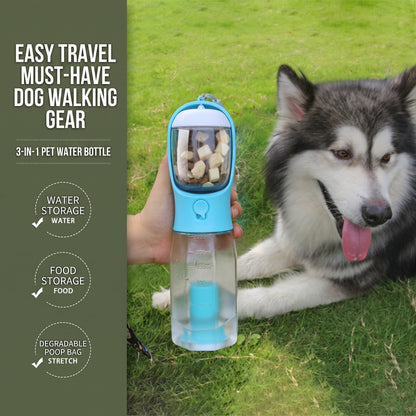 3-in-1 Portable Dog Water Bottle & Travel Dispenser