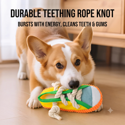 ThePetzStore™ Interactive Sneaker Canvas & Rope Dog Chew Toy