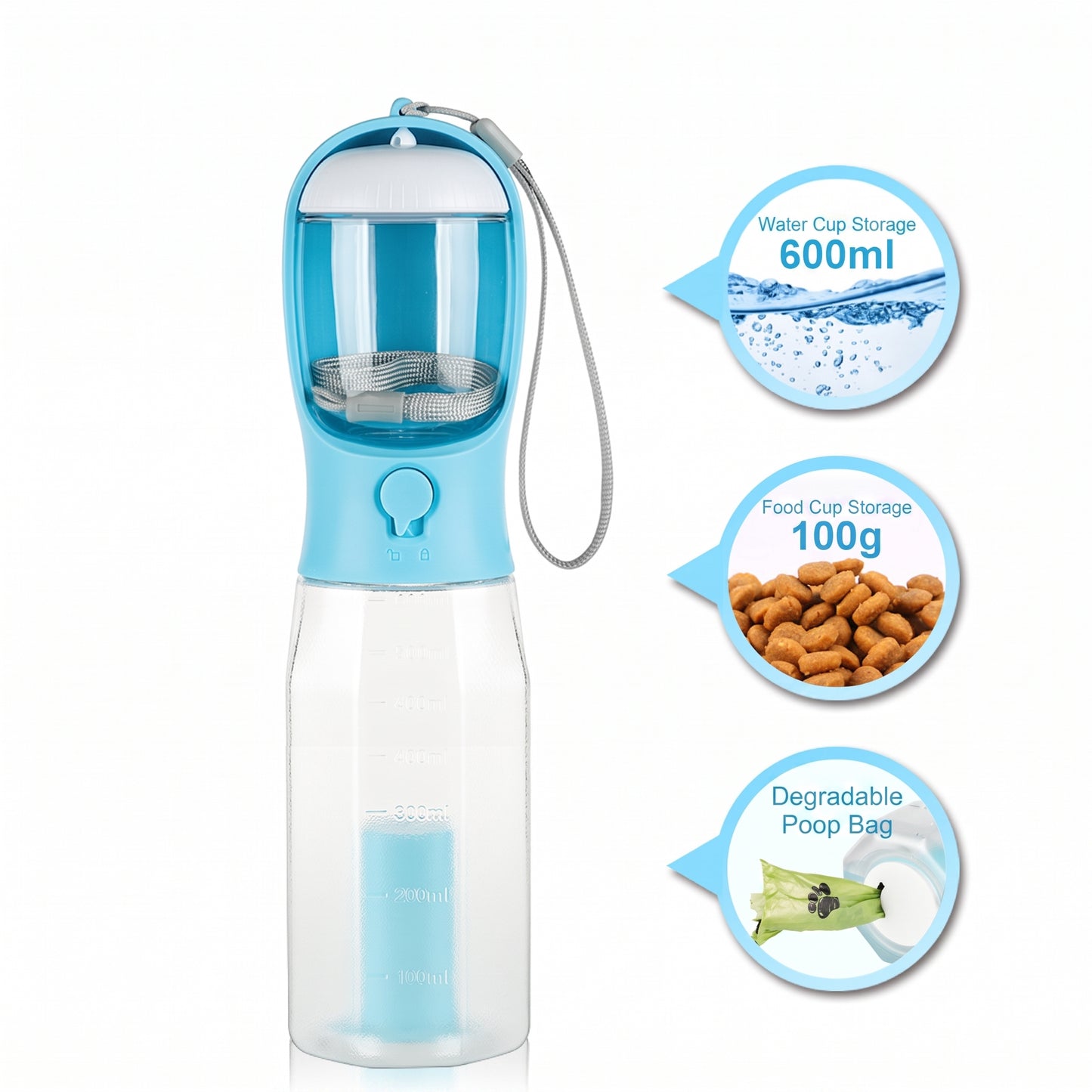 3-in-1 Portable Dog Water Bottle & Travel Dispenser