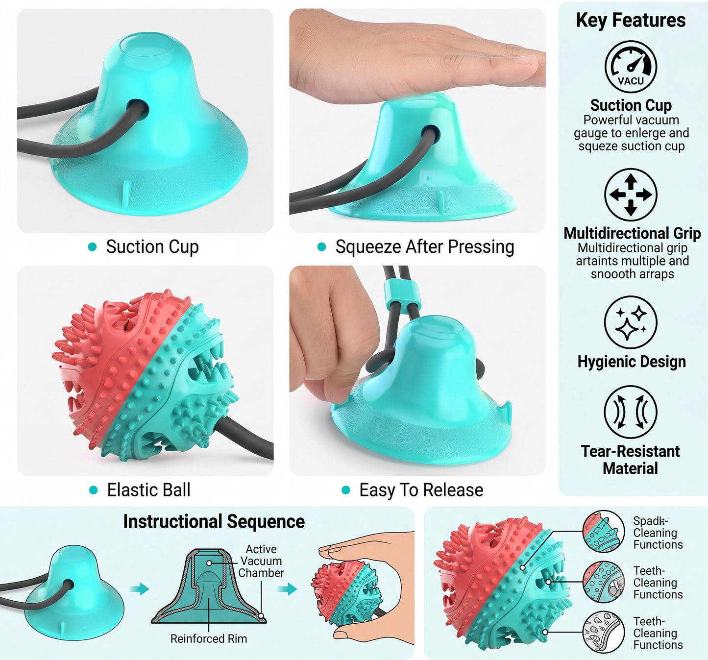 Interactive Suction Cup Tug & Treat Dog Toy