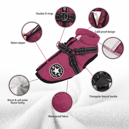 Waterproof Winter Dog Vest with Built-In Harness