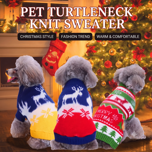 Cozy Festive Holiday Turtleneck Knit Dog Sweater