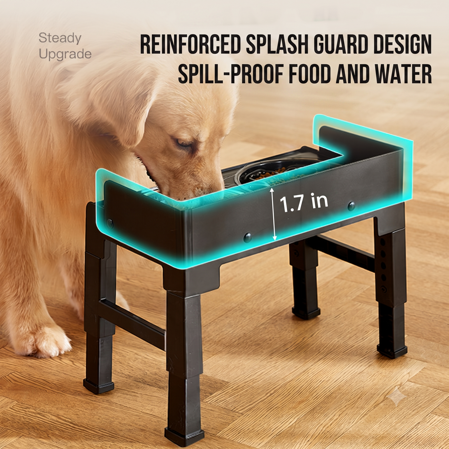 ThePetzStore™ Adjustable Elevated Stand with 2 Bowls