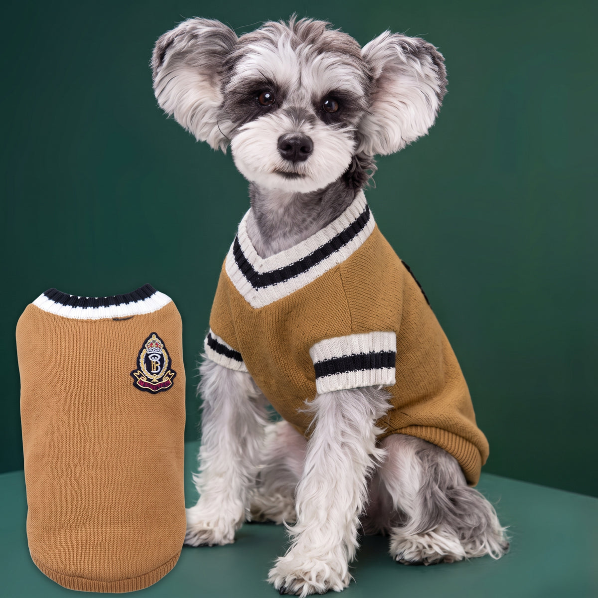 Royal Crest Knitted Dog Sweater