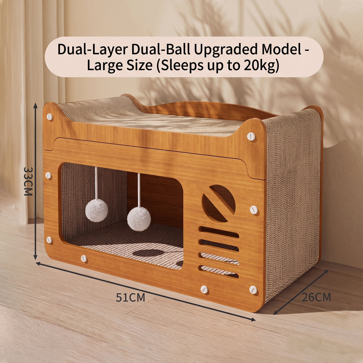 Retro TV Wooden Cat House & Scratching Lounge