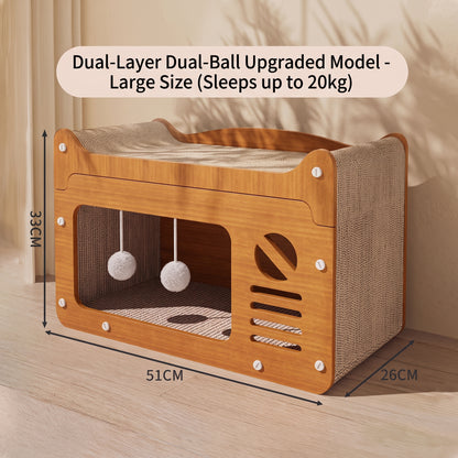 Retro TV Wooden Cat House & Scratching Lounge