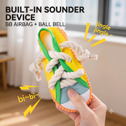 ThePetzStore™ Interactive Sneaker Canvas & Rope Dog Chew Toy