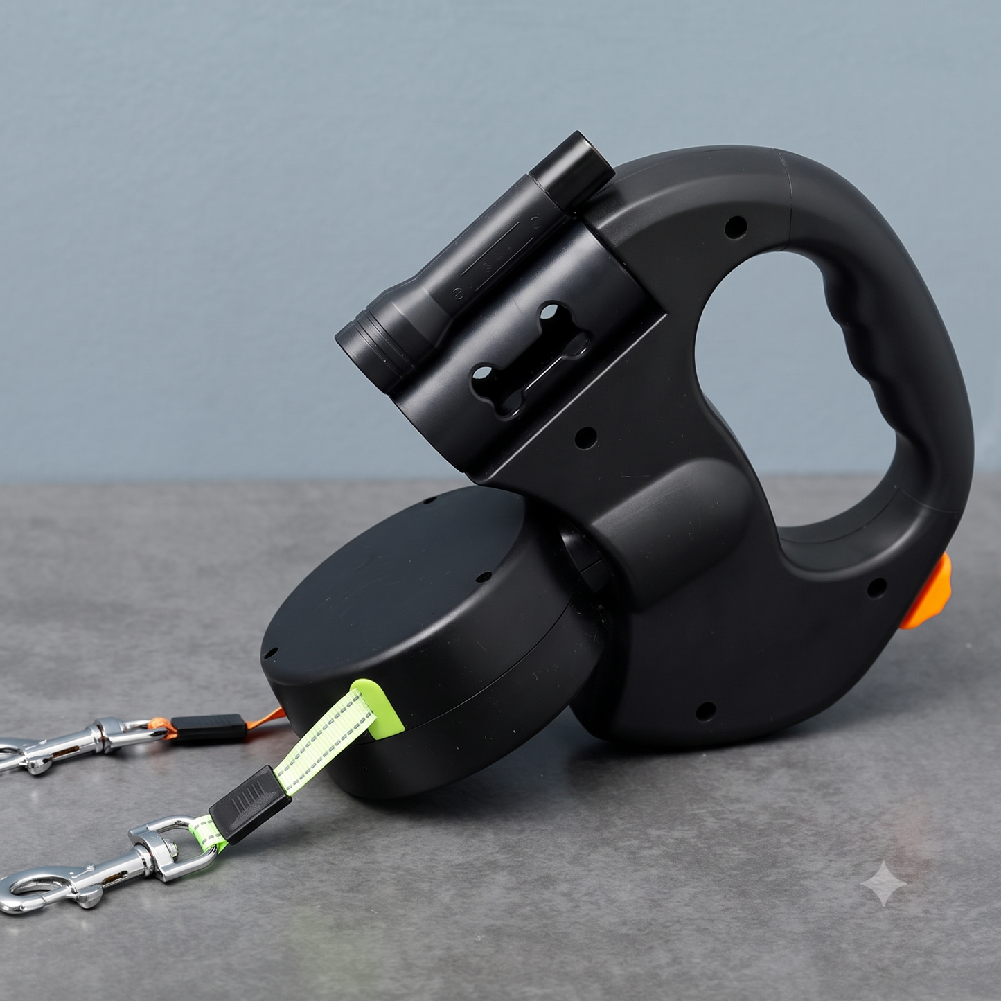 ThePetzStore™ 3-in-1 Dual Retractable Leash – Night Light & Bag Holder