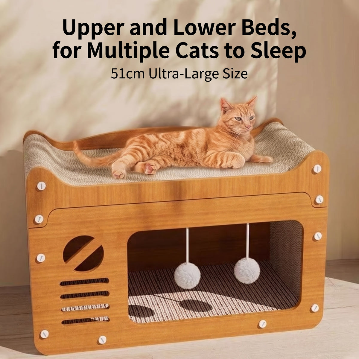 Retro TV Wooden Cat House & Scratching Lounge