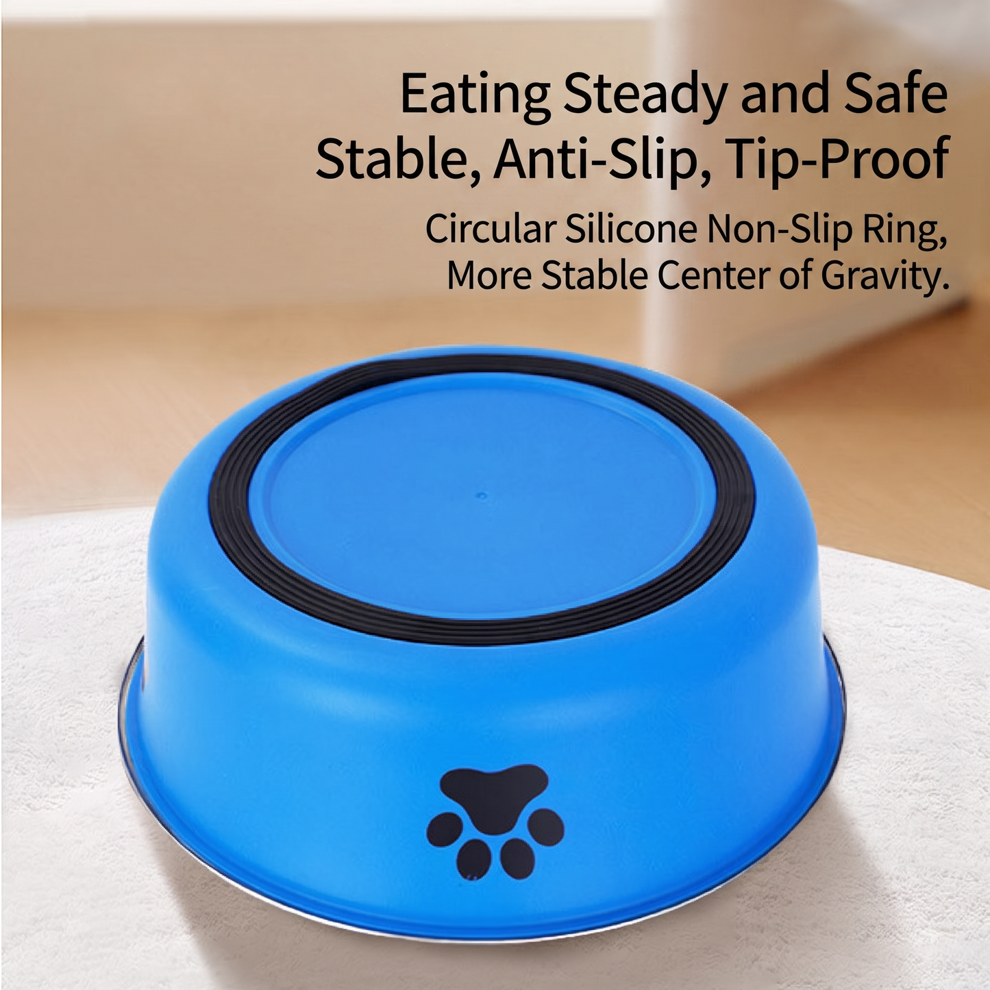 Non-Slip Stainless Steel Paw Print Pet Bowl