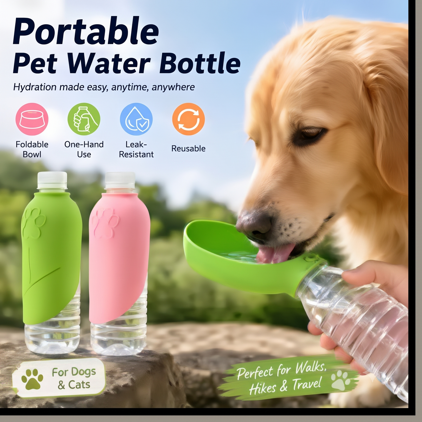 ThePetzStore™ Portable Leaf Silicone Dog Water Bottle