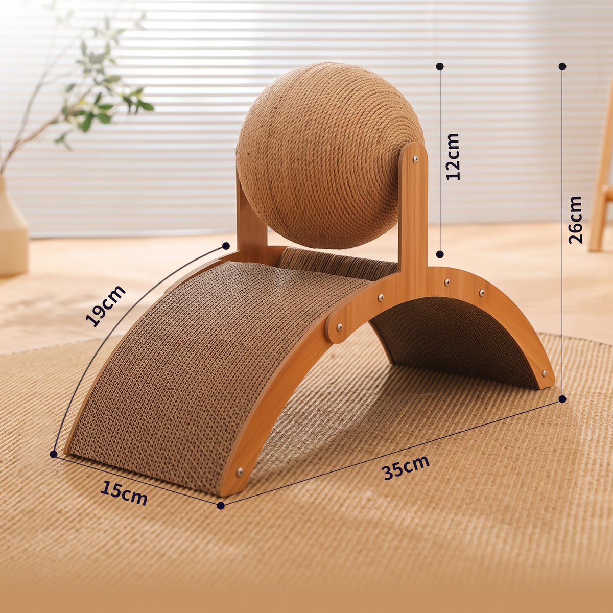 PetzPlay 2-in-1 Rotating Sisal Ball & Arch Cat Scratcher