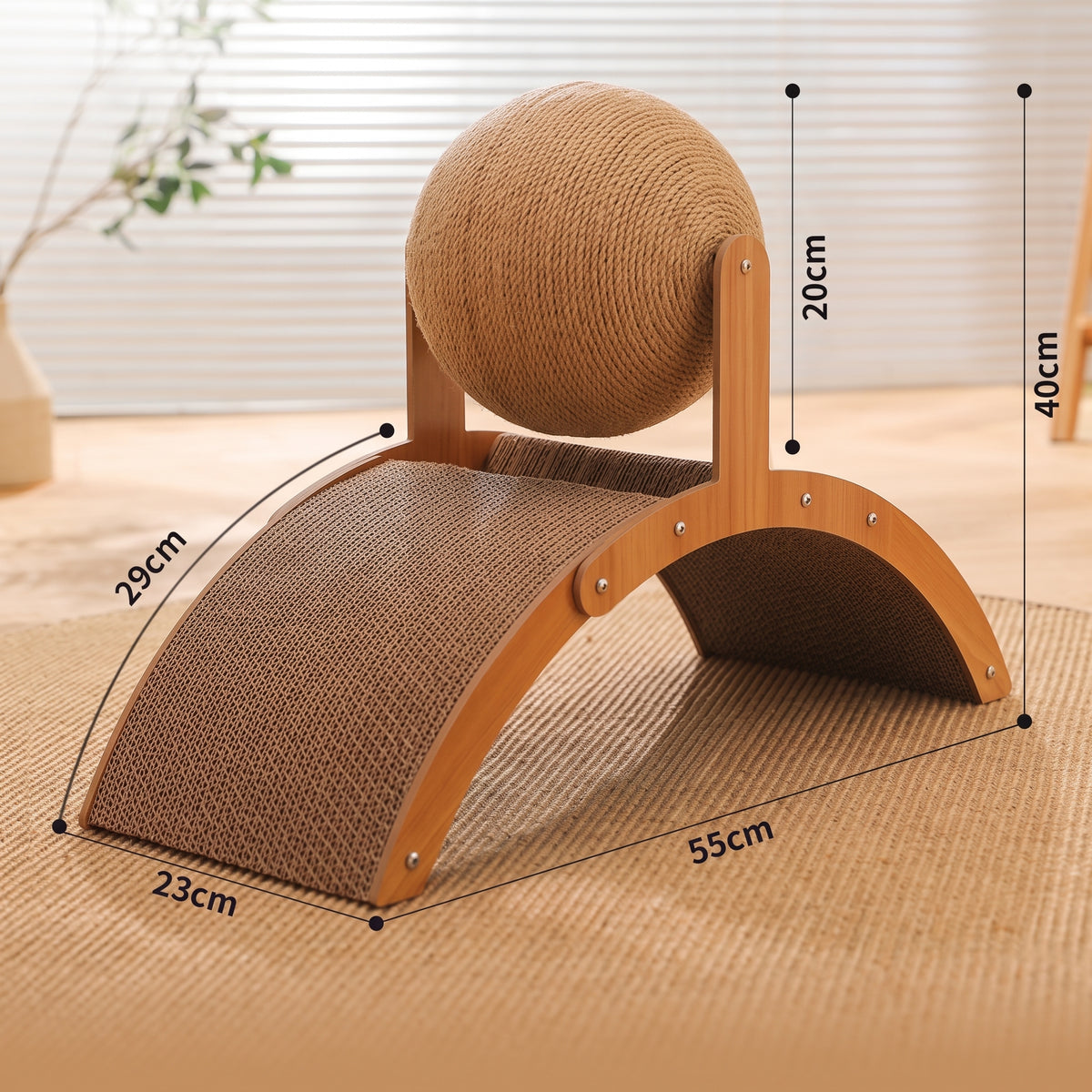 PetzPlay 2-in-1 Rotating Sisal Ball & Arch Cat Scratcher