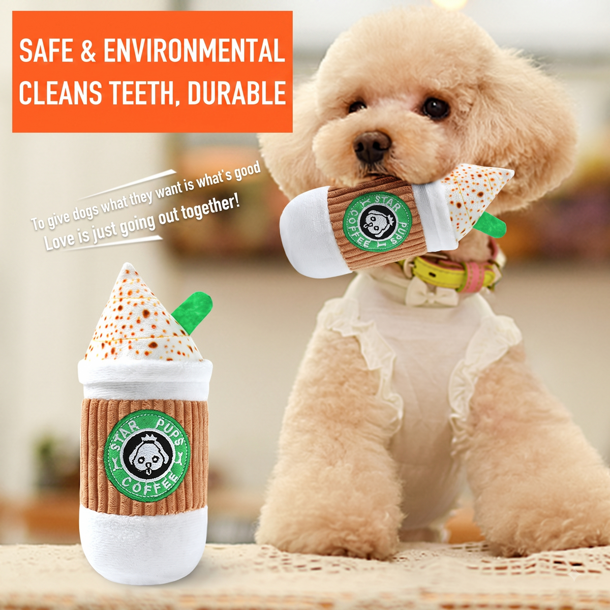 Fun Food & Drink Squeaky Plush Dog Toy