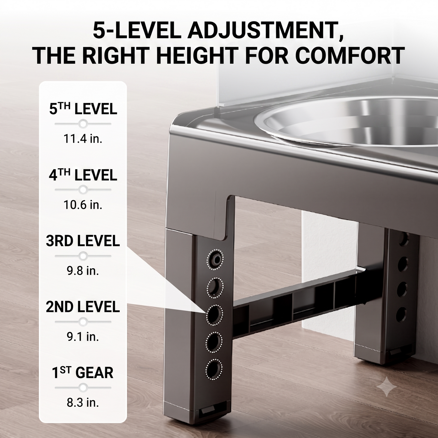 ThePetzStore™ Adjustable Elevated Stand with 2 Bowls