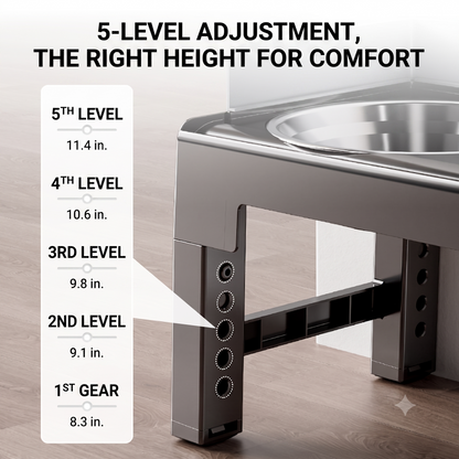 ThePetzStore™ Adjustable Elevated Stand with 2 Bowls