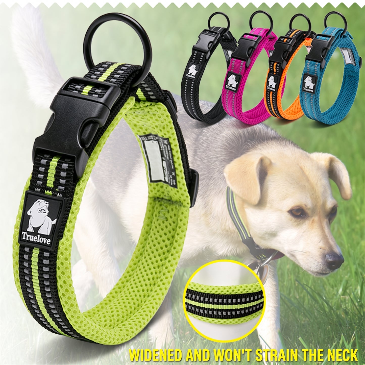Truelove Soft Mesh Reflective Dog Collar – Breathable & Padded