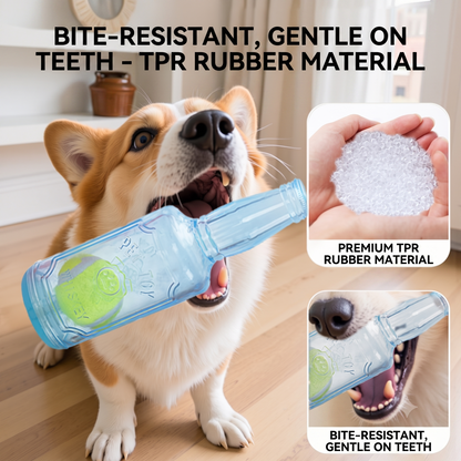 ThePetzStore™ 2-in-1 Squeaky Beer Bottle & Tennis Ball Dog Toy