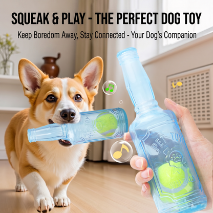 ThePetzStore™ 2-in-1 Squeaky Beer Bottle & Tennis Ball Dog Toy