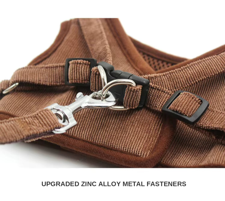 Soft Corduroy Breathable Harness & Leash Set