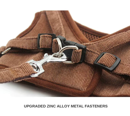 Soft Corduroy Breathable Harness & Leash Set
