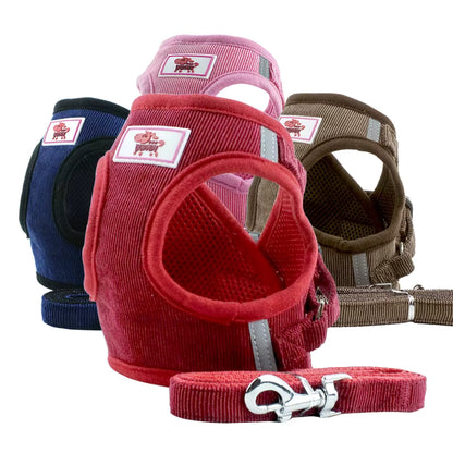 Soft Corduroy Breathable Harness & Leash Set