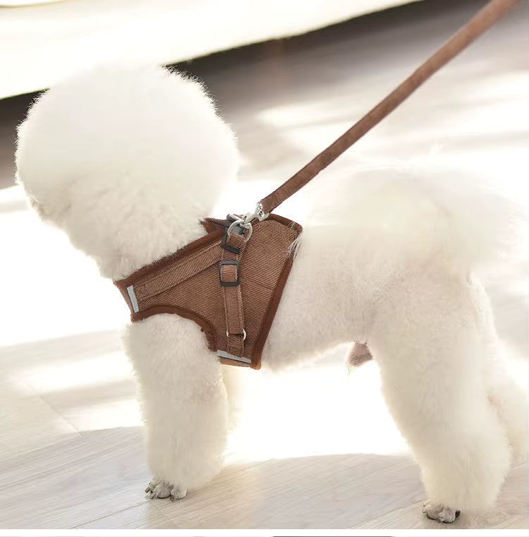 Soft Corduroy Breathable Harness & Leash Set