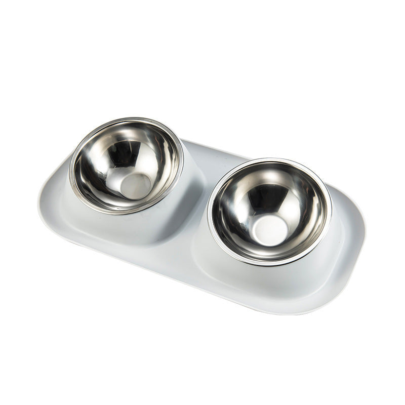 Double Stainless Steel Pet Bowl Set with Anti-Spill Tray