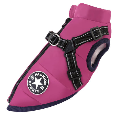 Waterproof Winter Dog Vest with Built-In Harness