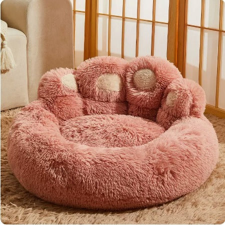 Plush Paw-Shaped Calming Pet Bed