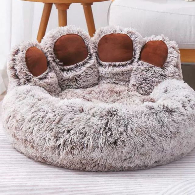 Plush Paw-Shaped Calming Pet Bed