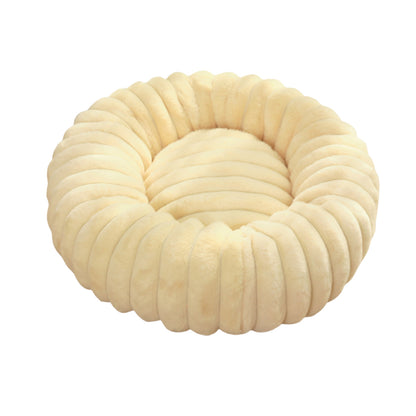 PetzCloud Fluted Velvet Donut Pet Bed | Ribbed Calming Nest