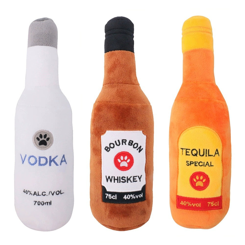 ThePetzStore™ Squeaky Plush Bottle Dog Toy