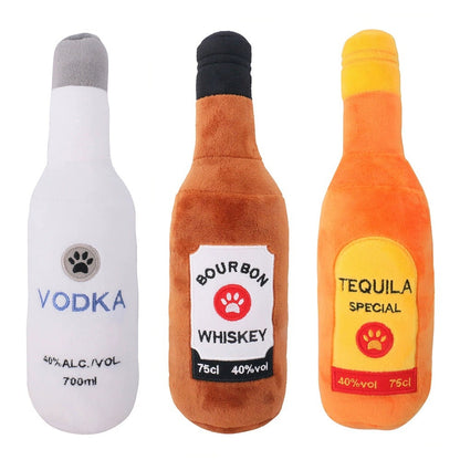 ThePetzStore™ Squeaky Plush Bottle Dog Toy