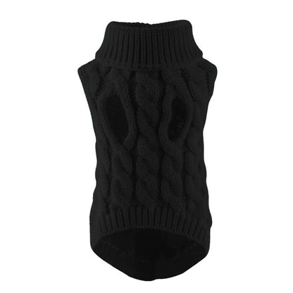 Chunky Cable Knit Dog Sweater & Winter Turtleneck