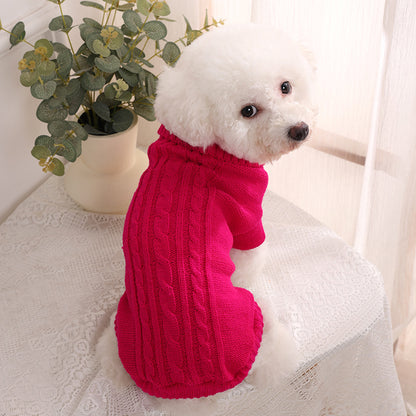 Classic Cable Knit Turtleneck Pet Sweater | Warm Winter Knitwear