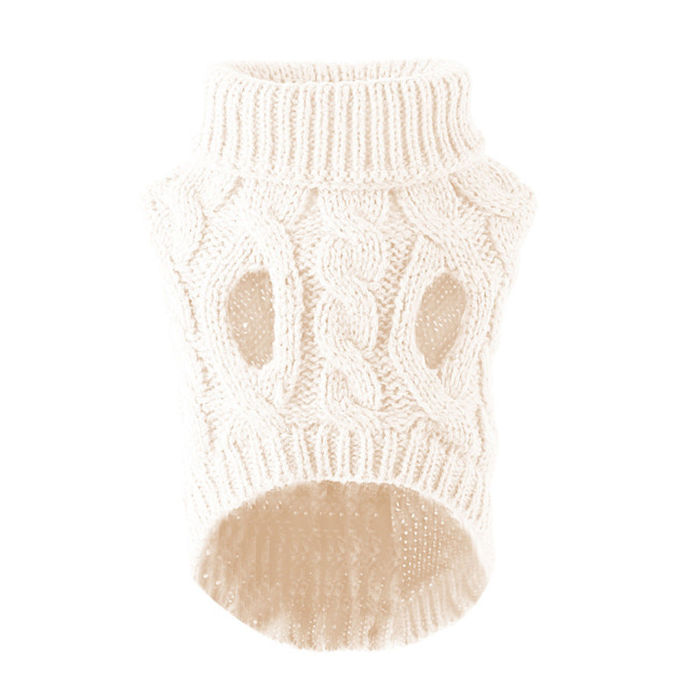 Chunky Cable Knit Dog Sweater & Winter Turtleneck