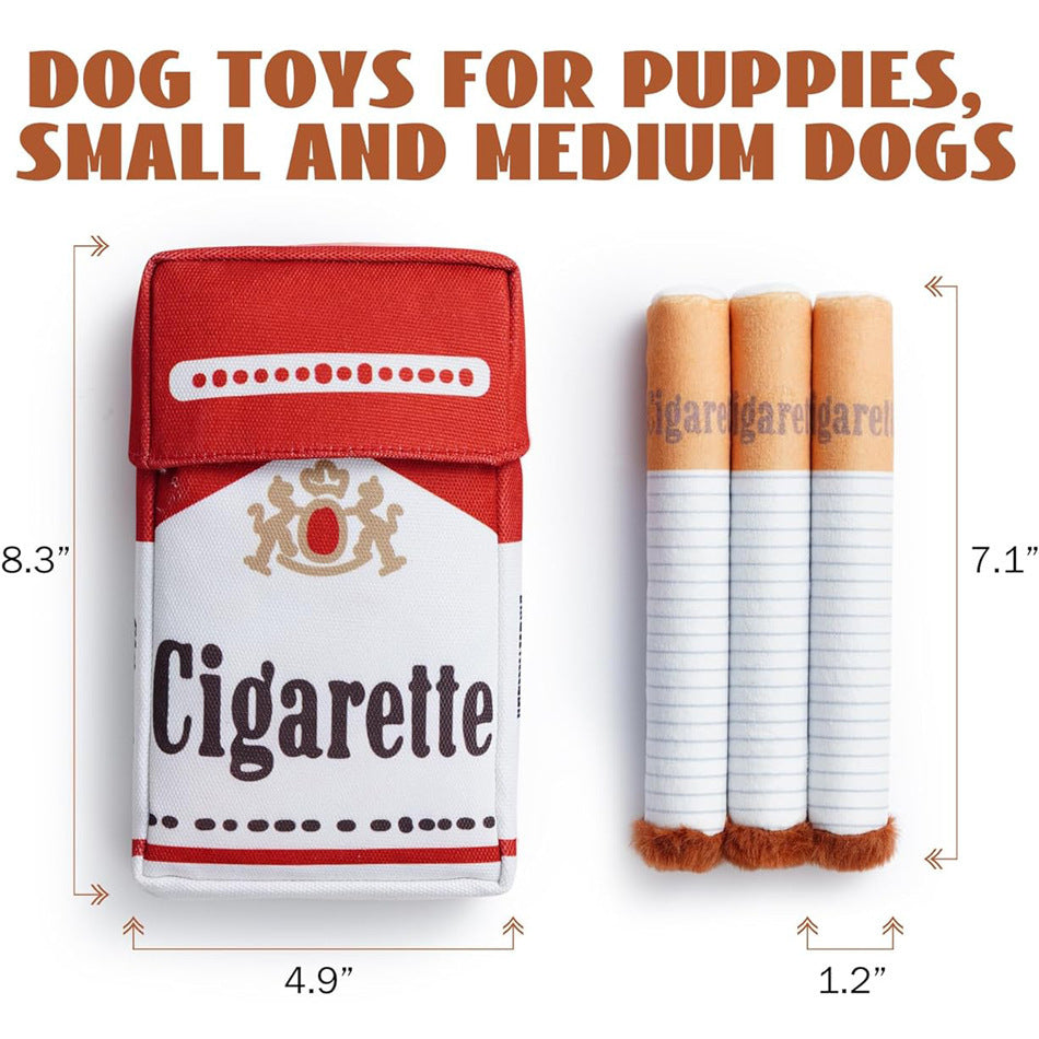 Funny Cigarette Pack Plush Dog Squeak Toy