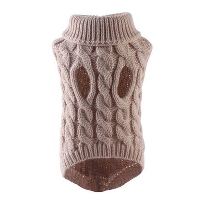 Chunky Cable Knit Dog Sweater & Winter Turtleneck