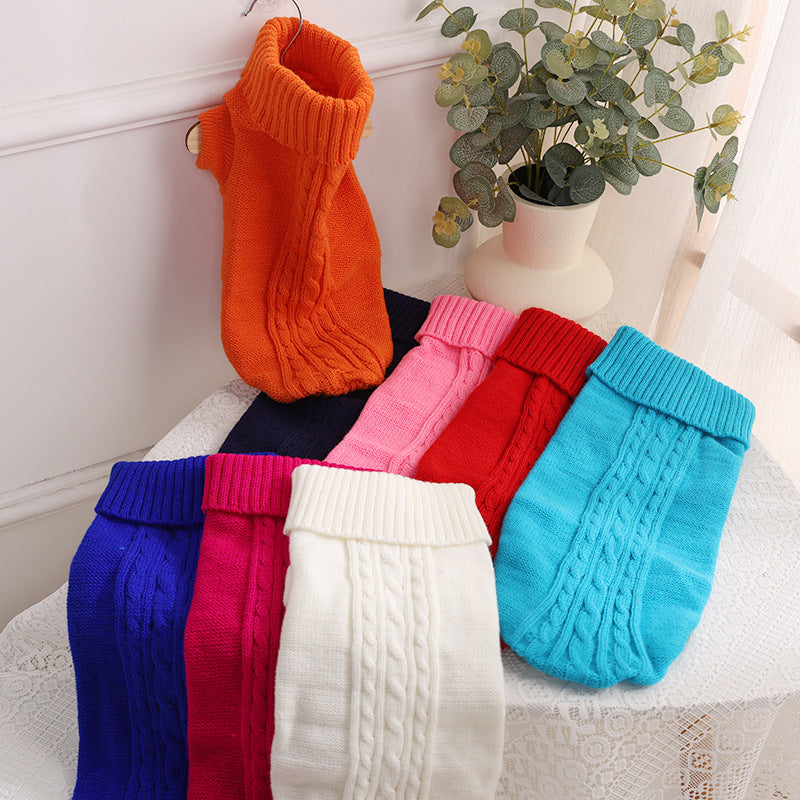 Classic Cable Knit Turtleneck Pet Sweater | Warm Winter Knitwear